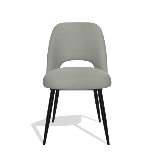 Silla de comedor Zian 6724 en Piel B967 (greige), patas en negro, vista frontal