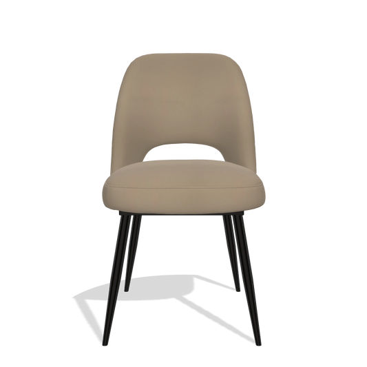 Silla de comedor Zian 6724 en Piel B968 (topo), patas en negro, vista frontal