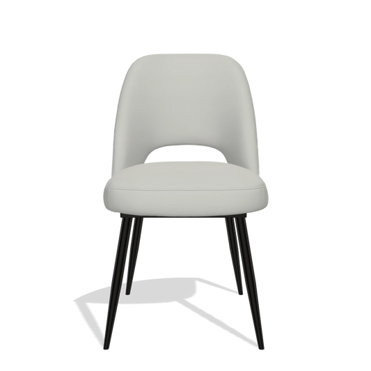 Silla de comedor Zian 6724 en Piel B970 (gris claro), patas en negro, vista frontal