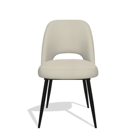 Silla de comedor Zian 6724 en Piel B971 (gris claro), patas en negro, vista frontal
