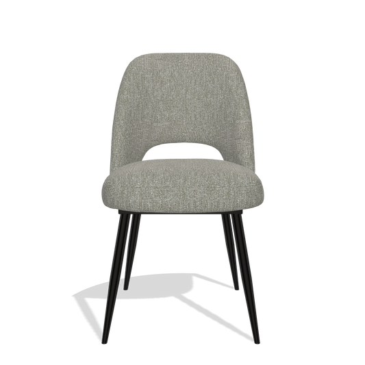 Silla de comedor Zian 6724 en tela Lodge 01 (topo), patas en negro, vista frontal