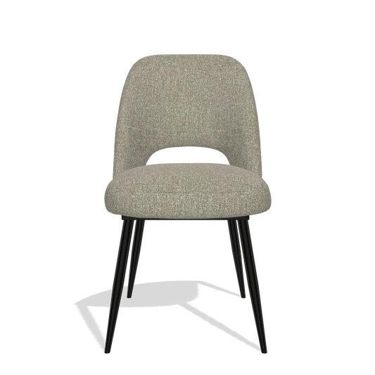 Silla de comedor Zian 6724 en tela Lodge 05 (topo), patas en negro, vista frontal