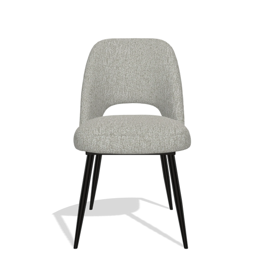 Silla de comedor Zian 6724 en tela Lodge 110 (greige), patas en negro, vista frontal