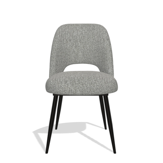 Silla de comedor Zian 6724 en tela Lodge 40 (gris), patas en negro, vista frontal