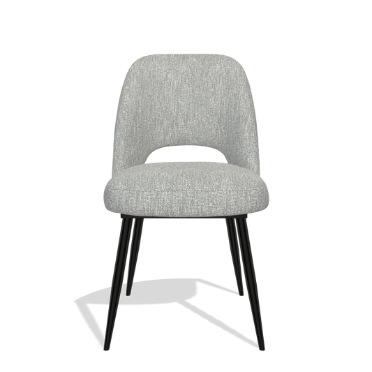 Silla de comedor Zian 6724 en tela Lodge 60 (greige), patas en negro, vista frontal
