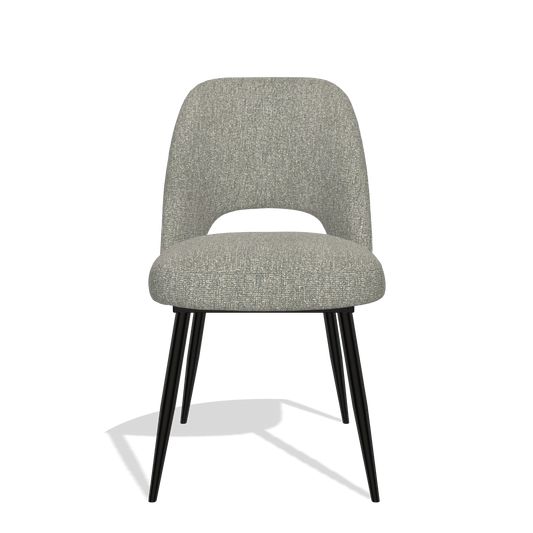 Silla de comedor Zian 6724 en tela Lodge 84 (topo), patas en negro, vista frontal