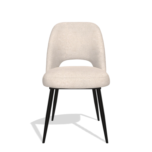 Silla de comedor Zian 6724 en tela Mito 01 (gris claro), patas en negro, vista frontal