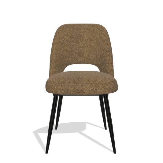 Sedia da pranzo Zian 6724 in tessuto Mito 14 (marrone), gambe in nero, vista frontale