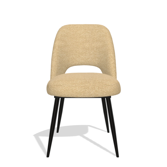 Silla de comedor Zian 6724 en tela Mito 170 (beige), patas en negro, vista frontal