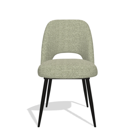 Sedia da pranzo Zian 6724 in tessuto Mito 55 (verde salvia), gambe in nero, vista frontale