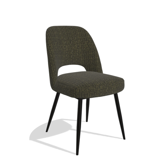 Sedia da pranzo Zian 6724 in tessuto Niagara 502 (nero), gambe in nero, vista angolata