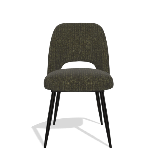 Sedia da pranzo Zian 6724 in tessuto Niagara 502 (nero), gambe in nero, vista frontale
