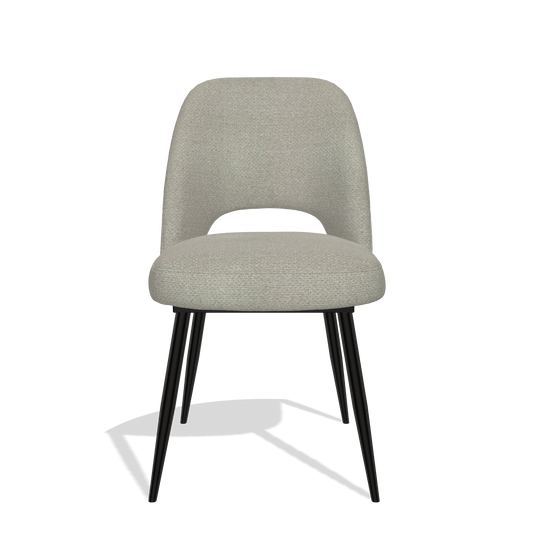 Sedia da pranzo Zian 6724 in tessuto Rhythm 01 (verde salvia), gambe in nero, vista frontale