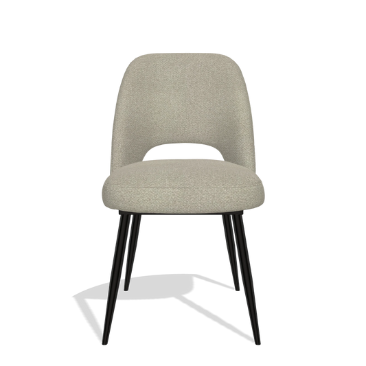 Sedia da pranzo Zian 6724 in tessuto Rhythm 05 (greige), gambe in nero, vista frontale