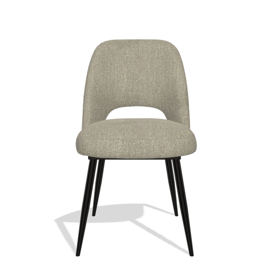 Sedia da pranzo Zian 6724 in tessuto Rhythm 10 (verde salvia), gambe in nero, vista frontale