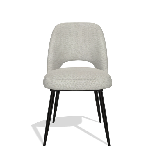 Sedia da pranzo Zian 6724 in tessuto Rhythm 101 (greige), gambe in nero, vista frontale