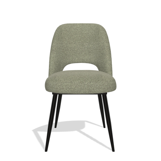 Sedia da pranzo Zian 6724 in tessuto Rhythm 206 (tortora), gambe in nero, vista frontale