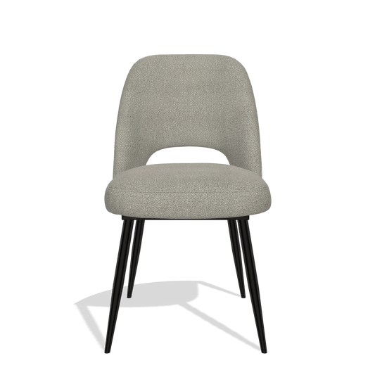 Sedia da pranzo Zian 6724 in tessuto Rhythm 84 (grigio), gambe in nero, vista frontale