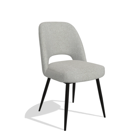 Sedia da pranzo Zian 6724 in tessuto Sneak 05 (greige), gambe in nero, vista angolata