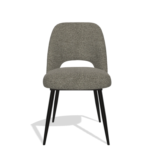 Sedia da pranzo Zian 6724 in tessuto Sneak 10 (grigio scuro), gambe in nero, vista frontale