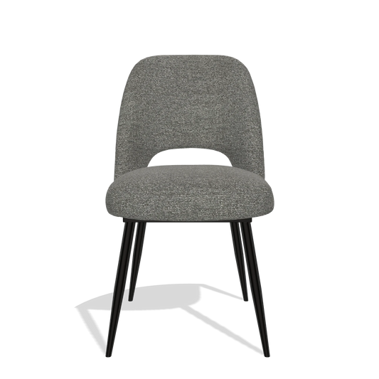 Sedia da pranzo Zian 6724 in tessuto Sneak 12 (grigio scuro), gambe in nero, vista frontale