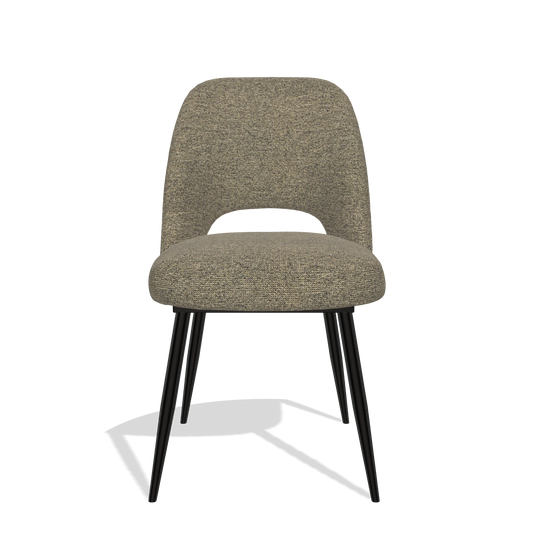 Sedia da pranzo Zian 6724 in tessuto Sneak 124 (oliva), gambe in nero, vista frontale