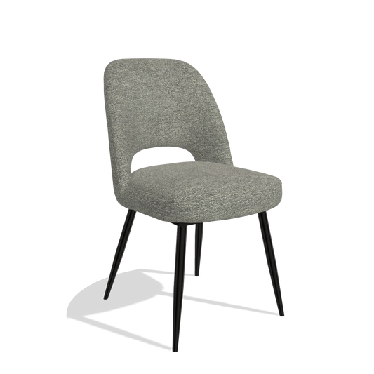 Sedia da pranzo Zian 6724 in tessuto Sneak 149 (tortora), gambe in nero, vista angolata