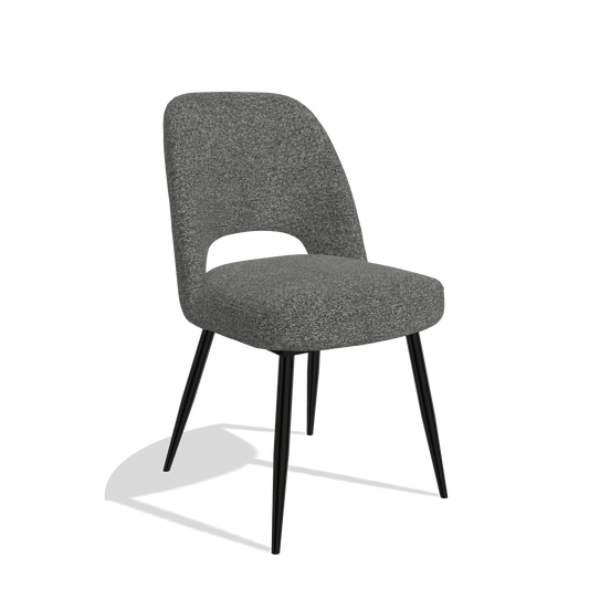 Sedia da pranzo Zian 6724 in tessuto Sneak 65 (grigio scuro), gambe in nero, vista angolata