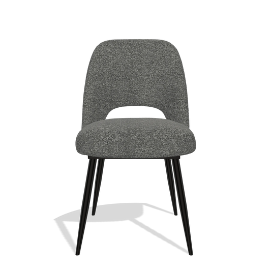 Sedia da pranzo Zian 6724 in tessuto Sneak 65 (grigio scuro), gambe in nero, vista frontale