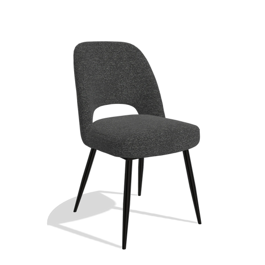 Sedia da pranzo Zian 6724 in tessuto Sneak 67 (nero), gambe in nero, vista angolata