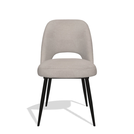 Sedia da pranzo Zian 6724 in tessuto Stella 106 (greige), gambe in nero, vista frontale