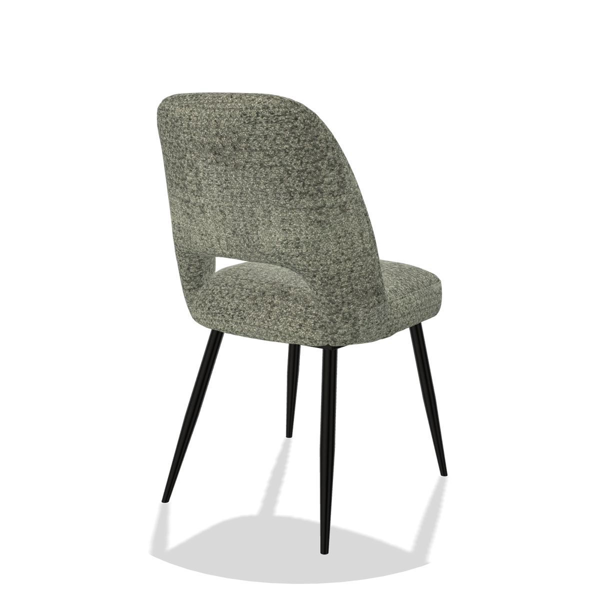 Dining Chair Zian 6724 in Venga 156 fabric (taupe), black legs, back angled view