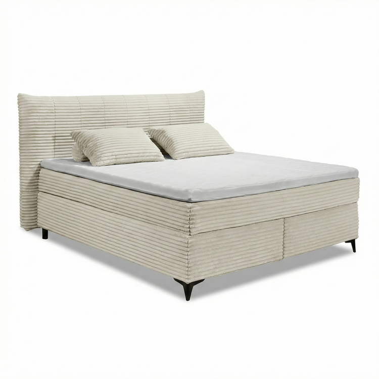 Boxspring Pasena - Beige | Includes Base and Topper | Marcottestyle