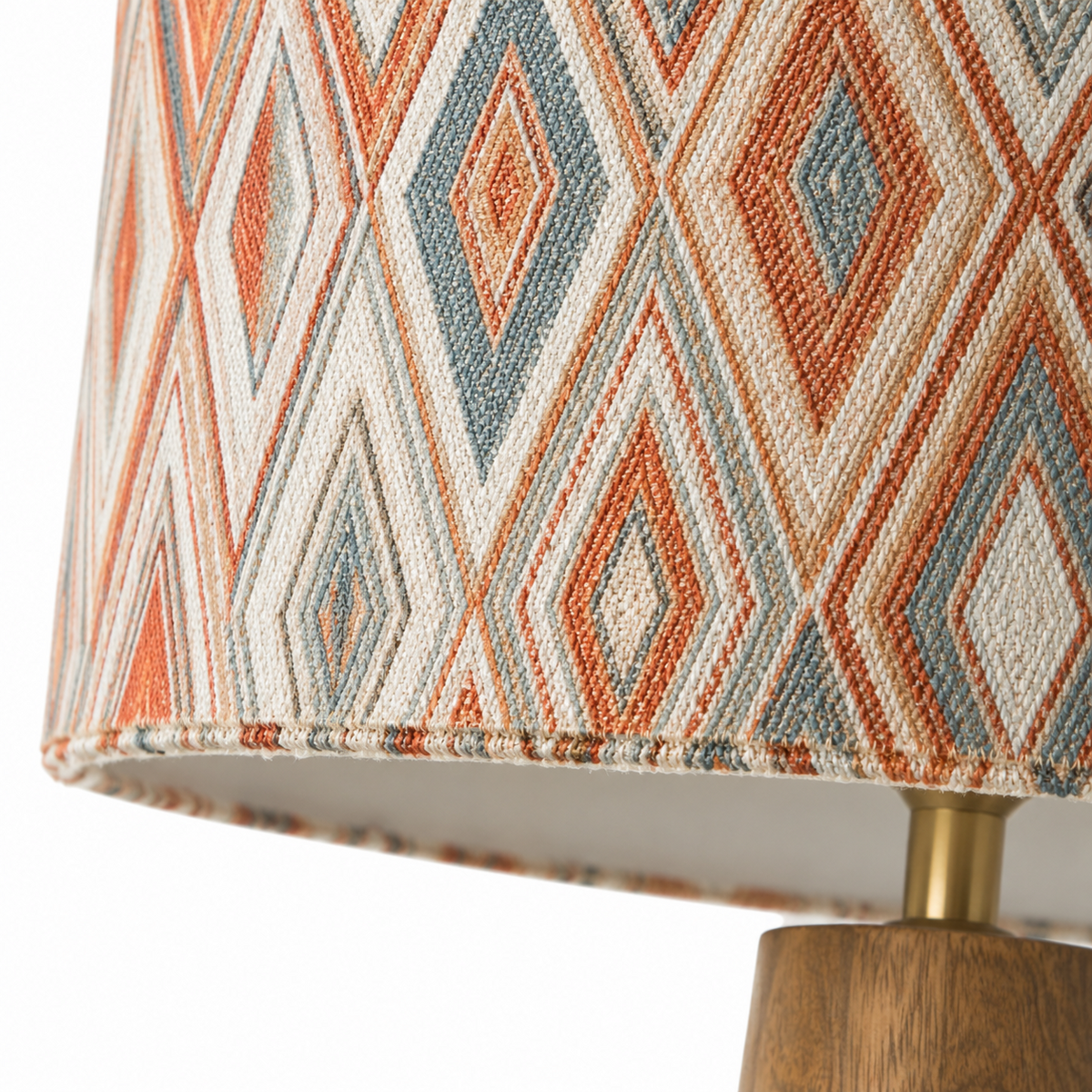 Floor Lamp MARINO 9662S close-up macro detail — intricate Harlequin Orange fabric texture and weave pattern, high-resolution material finish on white background by Marcottestyle