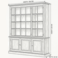 Display Cabinet Wexford - 3 Glass Panel Doors - White Oiled Oak