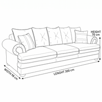 Sofa Berkley - 3 Seater - Beige - Modular Country Style Sofa - 300x98x80cm