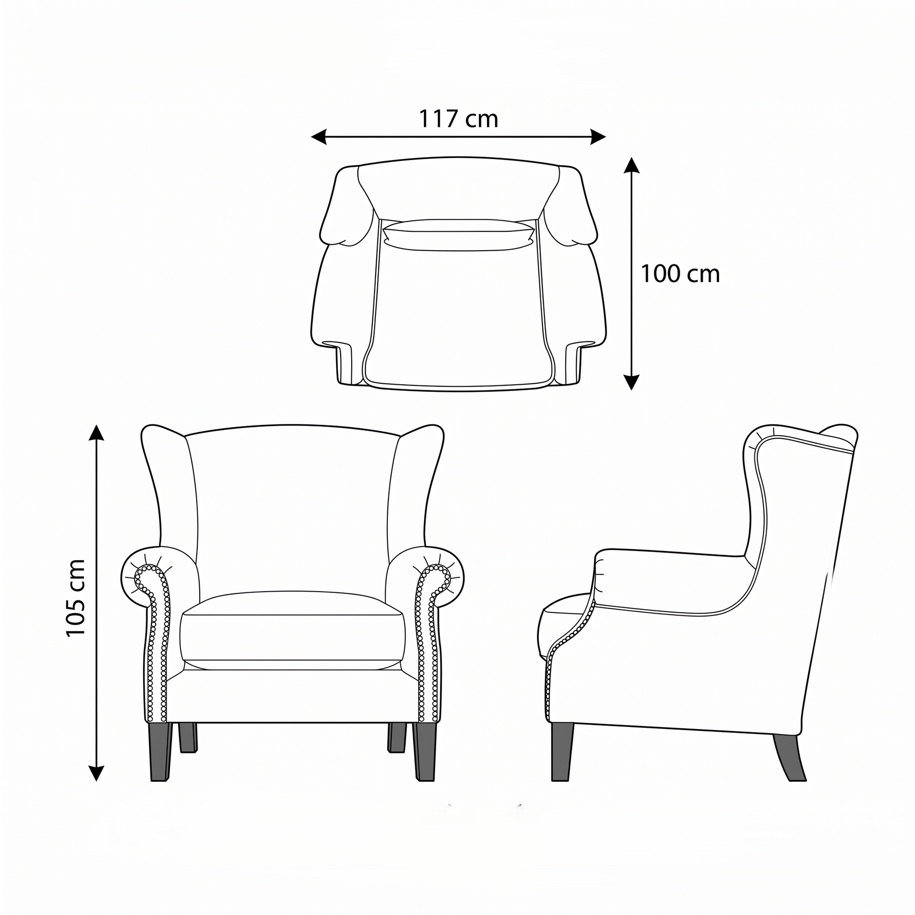 Sessel Crombach - Beige Gepolstert Wingback Stuhl - 117 x 100 x 105 cm