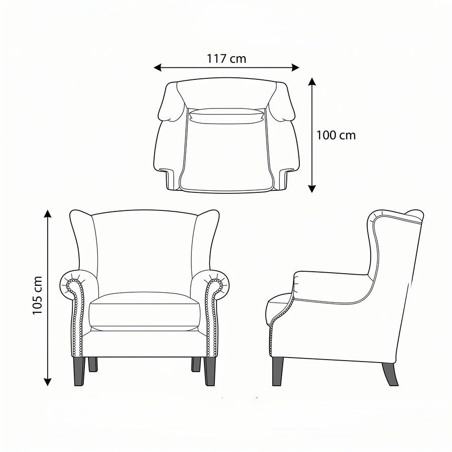 Sessel Crombach - Beige Gepolstert Wingback Stuhl - 117 x 100 x 105 cm
