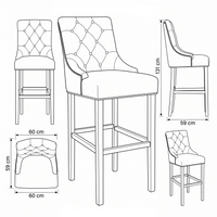 Bar Stool Verona - Brown Fabric & Natural Oak Legs - 60 x 59 x 131 cm