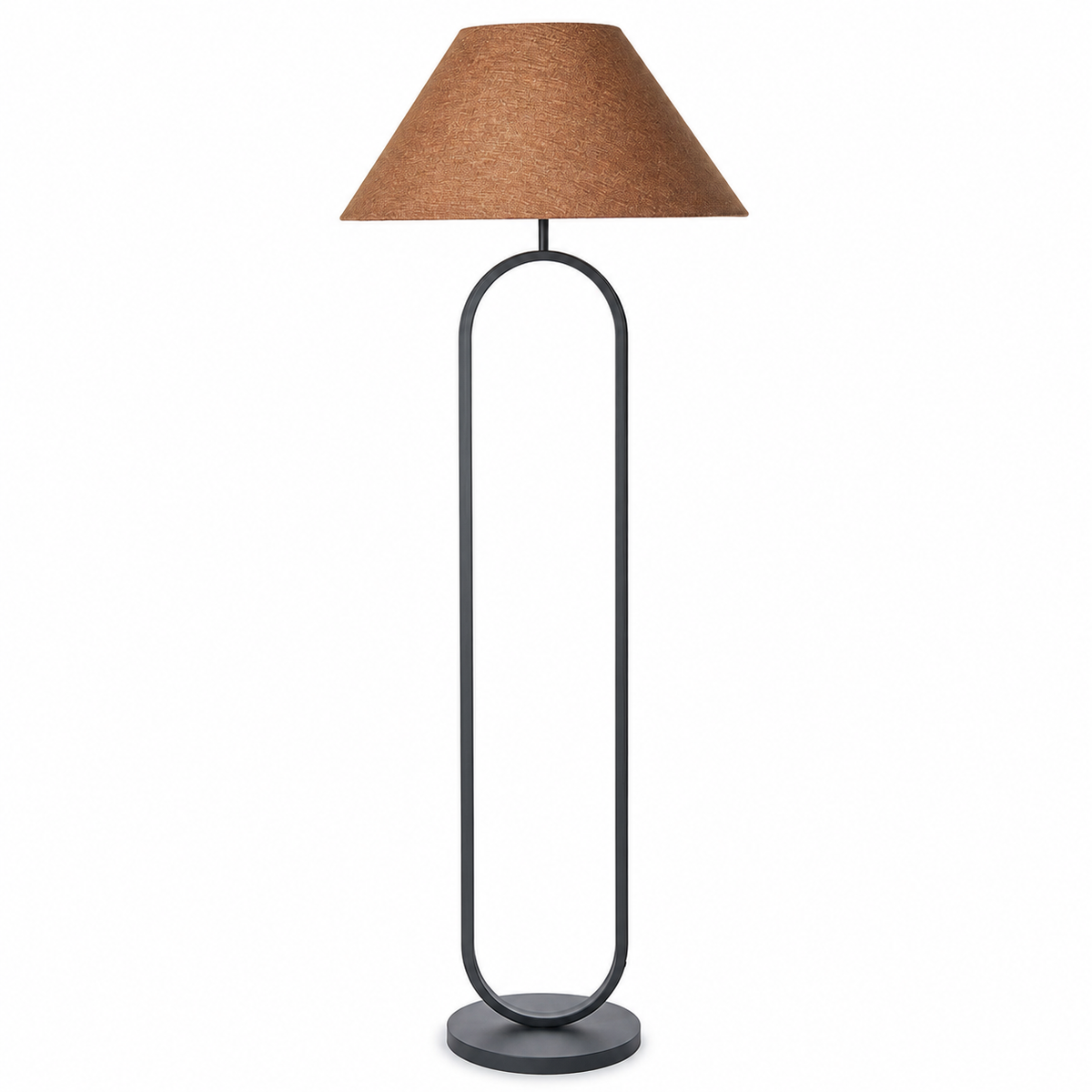 Floor Lamp Merit 1089S in black metal with elegant fabric shade, front view on white background showing full proportions and refined silhouette by Marcottestyle