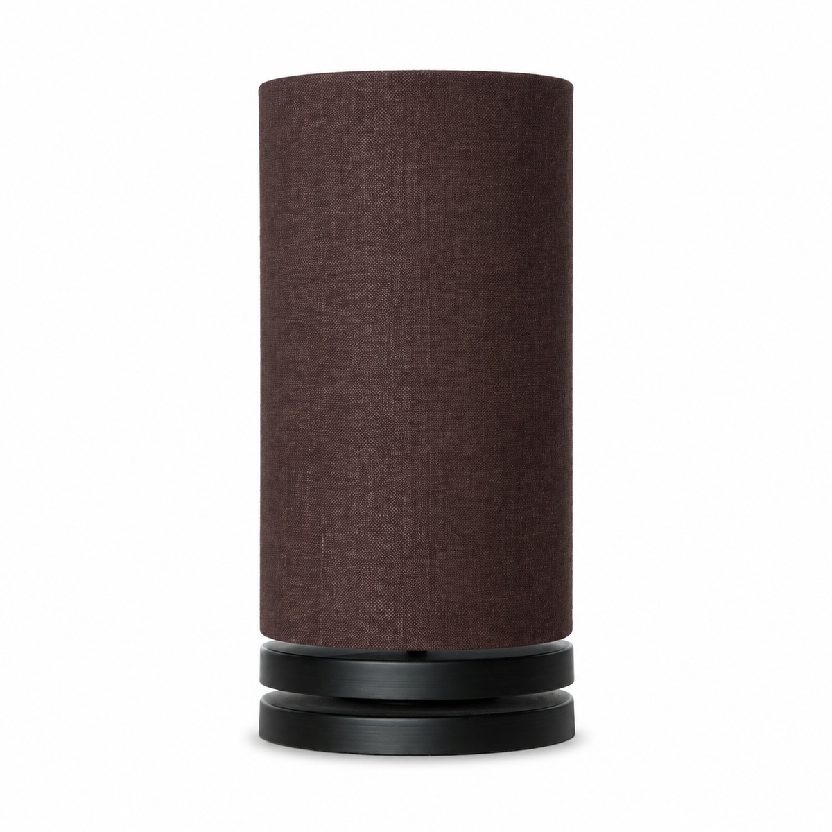 Table Lamp Mette 3840I in black metal with aubergine fabric shade, front view on white background showing full proportions and elegant silhouette by Marcottestyle