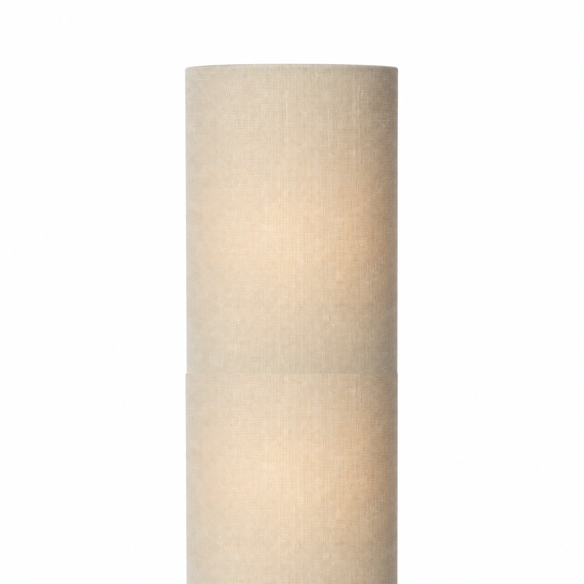 Table Lamp Mette 5344H taupe with light turned on, showing warm glow through the fabric lampshade on a white background with professional studio lighting by Marcottestyle