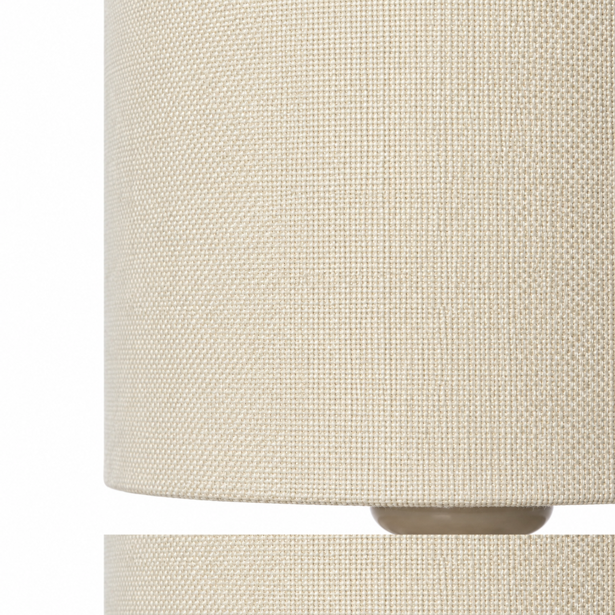 Extreme close-up macro detail of the Mette 5344H table lamp taupe shade showing intricate fabric weave texture and material finish at high resolution by Marcottestyle
