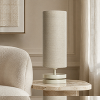 Lampe de table Mette 6176X Beige styled in modern luxury room interior avec natural window light, photorealistic lifestyle product photography by Marcottestyle