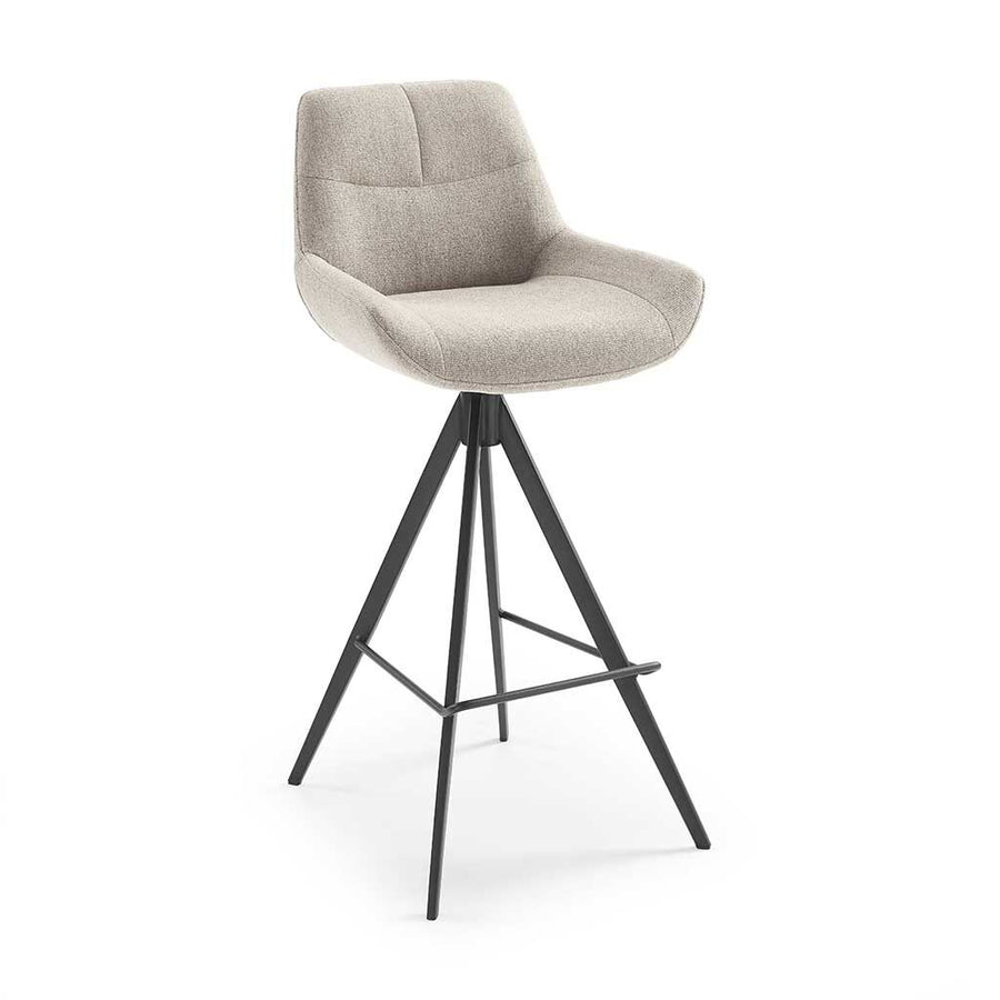 Bari bar stool in San Remo 101 fabric with metal base and footrest