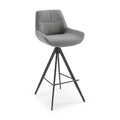 Bari Bar Stool - San Remo 802 Fabric - Metal Base with Footrest