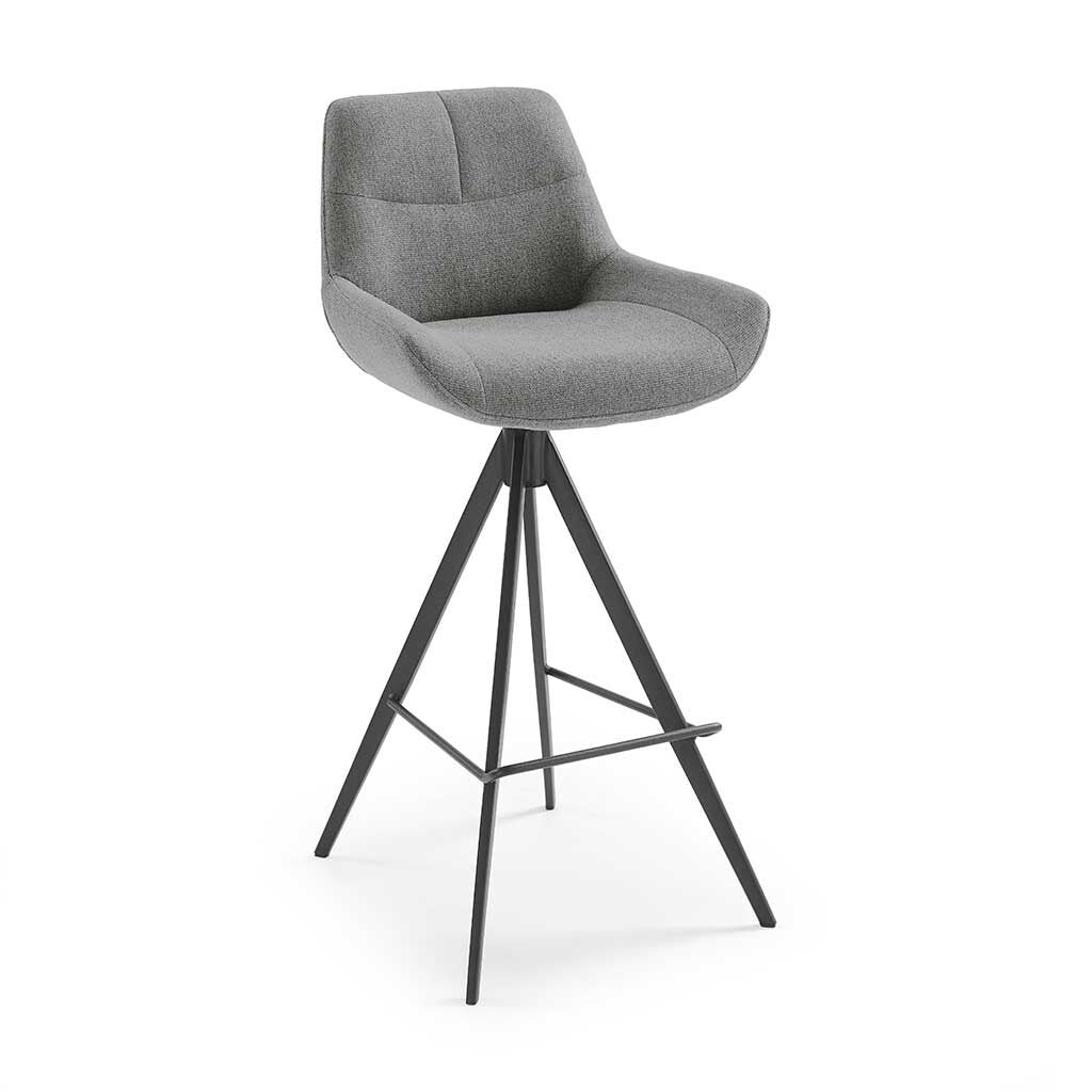 Bari bar stool in San Remo 802 fabric with metal base and footrest