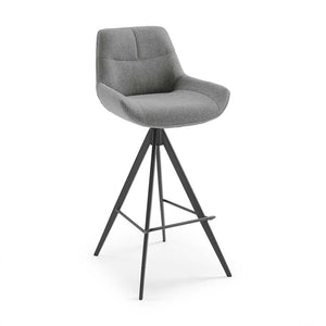 Bar Stool Bari - San Remo 802 Fabric - Metal Base with Footrest