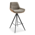 Ferrara Bar Stool - Liver Bull 10 & Sneak 10 Fabric - Metal Base with Footrest