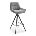 Ferrara Bar Stool - Anthracite Bull 67 & Grey Sneak 65 Fabric - Metal Base with Footrest